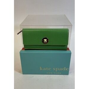 Kate Spade Cyndy Grand Street Wallet Green Turn Lock w/ Box Leather Clutch